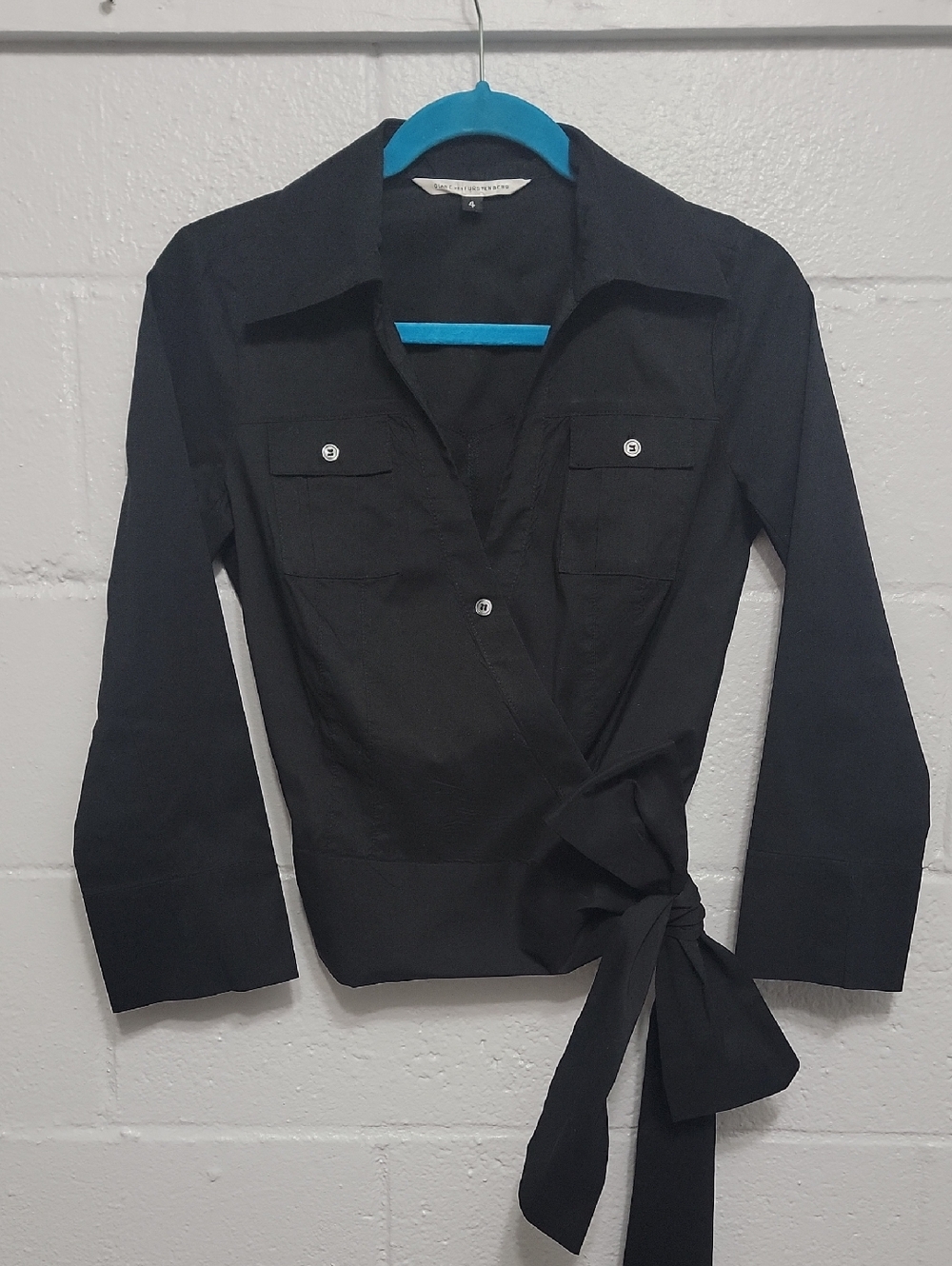 Diane von Furstenberg Black Wrap Blouse